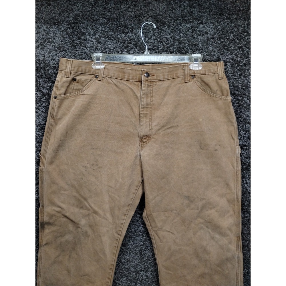 Dickies Carpenter Dungaree Canvas Jeans Men 42x32 Brown Utility Pants Mid Rise